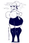  2016 anthro big_breasts big_butt bloodhound breasts butt canine cigarette clothed clothing digital_media_(artwork) dog female footwear fully_clothed hair hand_on_hip high_heeled_boots high_heels holding_object huge_breasts line_art madam_monae_(smutbooru) mammal mature_female mouth_hold nipple_bulge shoes short_hair simple_background smoke smoking smutbooru solo standing thick_thighs voluptuous wide_hips 