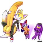  2015 balls blue_eyes breasts dickgirl female hithog intersex long_foreskin looking_at_viewer male miles_prower penis rouge_the_bat sonic_(series) sonic_riders uncut wave_the_swallow 