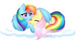  2018 absurd_res alpha_channel black-cat-kira blue_feathers blush cloud cuddling cute cutie_mark duo equine eyebrows eyelashes eyes_closed feathered_wings feathers female female/female fluttershy_(mlp) friendship_is_magic fur hair hi_res hooves lying makeup mammal mascara multicolored_hair my_little_pony nude pegasus pink_hair purple_eyes rainbow_dash_(mlp) rainbow_hair signature simple_background smile transparent_background wings 