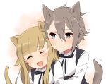  :d ^_^ ange_(princess_principal) animal_ears bangs black_dress blue_eyes blunt_bangs blush braid cat_ears cat_girl cat_tail closed_eyes dog_ears dog_girl dog_tail dress eyebrows_visible_through_hair grey_hair hair_between_eyes hair_flaps highres kemonomimi_mode long_sleeves multiple_girls open_mouth princess_(princess_principal) princess_principal school_uniform shirt smile sorimachi-doufu sweat tail white_shirt yuri 