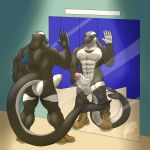  anthro balls boots cetacean clothing darius_leodragon erection footwear humanoid_penis male mammal marine mirror mostly_nude muscular muscular_male nude orca partially_retracted_foreskin pecs penis smile solo standing uncut vein whale 