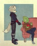  anthro canine chameleon clothing duo leon_powalski lizard male mammal nintendo reptile scalie sitting star_fox video_games wolf wolf_o&#039;donnell ほくろ 