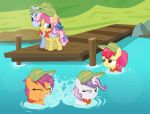  2018 absurd_res apple_bloom_(mlp) blue_eyes blush cute cutie_mark cutie_mark_crusaders_(mlp) earth_pony equine eyelashes eyes_closed female friendship_is_magic grass green_eyes grin group hair hair_bow hair_ribbon hat hi_res horn horse kettle_corn_(mlp) lake male male/female mammal multicolored_hair my_little_pony nude one_eye_closed orange_eyes outside pier pony purple_hair red_hair ribbons rock scootaloo_(mlp) scout_uniform seaside shadow shutterflyeqd signature skeedaddle_(mlp) smile splashing standing sweetie_belle_(mlp) swimming teal_eyes teeth two_tone_hair unicorn water watermark wet wood 