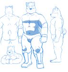  anthro barefoot big_muscles boots briefs butt canine clothed clothing dog footwear kenta_shiba_(character) male mammal model_sheet muscular muscular_male navel nipples shiba-kenta shiba_inu solo topless underwear wrestling_briefs 