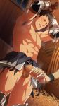  abs armor armpit blush body_hair brown_hair cum erection foreskin gloves hay hihumi male_focus muscle nipples pecs penis pubic_hair restrained rope smegma solo_focus steam sweat tagme testicles torn_clothes wince 