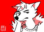  2017 animated anthro arm_support black_nose canine clothed clothing digital_media_(artwork) dithering eye_roll eyebrows f0x-hunt flipnote_studio fox frown fully_clothed hair headshot_portrait jacket leaning_on_elbow male mammal portrait red_background restricted_palette sassy shirt short_hair simple_background solo 