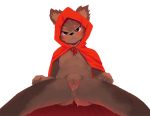  angry blush brown_eyes brown_fur butt canine cloak clothing cub cubber_(artist) domination female first_person_view fluffy_ears frown fur looking_at_viewer mammal nipples paraphore presenting pussy shaded solo wet wolf young 