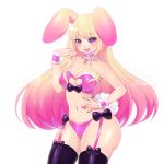  2018 absurd_res anthro breasts clothing colored_nails digital_media_(artwork) female hair hi_res lagomorph long_hair looking_at_viewer mammal navel open_mouth pastelletta rabbit simple_background solo white_background 
