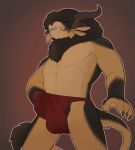  ahegao anthro balls black_fur black_hair bulge charr clothed clothing cum_in_underwear erection eyes_closed feline fur fuzzikayu guild_wars hair hand_in_underwear horn looking_pleasured male mammal masturbation muscular muscular_male partially_clothed pubes red_underwear solo standing tan_fur teeth underwear video_games 