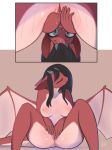  2018 anthro anus black_hair breasts dragon drinking electrycpynk female fingering hair horn masturbation nipples pussy pussy_juice transformation wings 