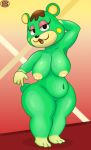  animal_crossing anthro bear big_breasts breasts charlise_(animal_crossing) female hair mammal nintendo nipples pussy short_stack slightly_chubby sweat swizzle thick_thighs video_games wide_hips 