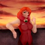  2016 5_fingers anthro breasts canine clothed clothing detailed_background digital_media_(artwork) dog female green_eyes hair kristiana_puff looking_at_viewer mammal orange_hair solo 