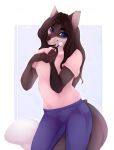  2017 5_fingers anthro blue_eyes breasts brown_hair canine clothed clothing digital_media_(artwork) dog eyebrows female hair kristiana_puff mammal simple_background smile standing white_background 