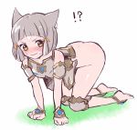  animal_ears armor ass bad_id bad_pixiv_id bangs blunt_bangs byakko_(xenoblade) cat_ears cosplay embarrassed looking_at_viewer madanai_(morisumeshi) niyah nude short_hair silver_hair solo xenoblade_(series) xenoblade_2 yellow_eyes 