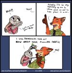  4_fingers anthro canine comic disney female forced fox imminent_rape judy_hopps lagomorph letodoesart male mammal necktie_pull nick_wilde purple_eyes rabbit text tranquilizer zootopia 