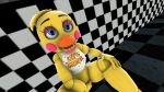  animatronic avian beak bib bird blue_eyes blush chicken eyeshadow female five_nights_at_freddy&#039;s five_nights_at_freddy&#039;s_2 machine makeup robot solo toy_chica_(fnaf) video_games 