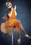  anthro canine clothed clothing female fur hair hi_res kriticalerror mammal phone sitting smile solo thick_thighs 