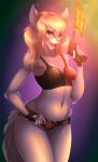  anthro bra breasts clothed clothing feline female gun handgun hi_res kriticalerror looking_at_viewer mammal panties pistol ranged_weapon skimpy smile solo thick_thighs tight_clothing underwear weapon wide_hips 