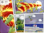  attack black_sclera burning cacturne cactus comic damage feral fight fire flora_fauna harley_(cosplay) hospital japanese_text mammal nintendo plant pok&eacute;mon pok&eacute;mon_(species) pokemoa text translated typhlosion video_games yellow_eyes 