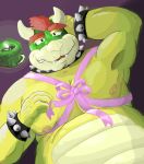  anthro bowser candle gator_(artist) hair horn koopa male mario_bros musclegut muscular muscular_male nintendo nipples overweight overweight_male red_hair ribbons scalie solo spikes the_bogospgere the_bogosphere video_games 