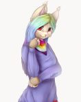  2016 5_fingers anthro breasts cat clothed clothing digital_media_(artwork) feline female fur green_hair hair kristiana_puff mammal red_eyes simple_background solo tan_fur white_background 