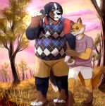  belly canine chirt clothing dog duo eyewear fox gator_(artist) glasses hand_holding happy male male/male mammal mike romantic_couple shorts sky smile stroll tree 