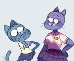  anthro blue_fur cartoon_network cat clothed clothing dvocher_(artist) feline female fur mammal mature_female mother nicole_watterson parent pondering skirt the_amazing_world_of_gumball whiskers 