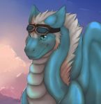  bambolbi cloud dragon feral fur goggle male nyashes scalie sky smile western_dragon wings 