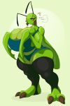 2018 2_toes antennae anthro arthropod big_breasts breast_grab breast_squeeze breast_squish breasts butt camel_toe cleavage clothed clothing eliot_(heroic_ones) eyelashes feet female freebird11 hand_on_breast huge_breasts hyper hyper_breasts insect legwear looking_down mandibles mantis nipple_bulge red_sclera shorts simple_background solo standing stockings sweat thick_thighs tight_clothing toes wide_hips wings 