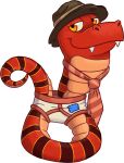  briefs clothed clothed_feral clothing feral goronic hat necktie reptile scalie snake solo tighty_whities trowzer underwear white_underwear yooka-laylee 