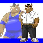  boar clothing male mammal nipples porcine school_uniform shiba-kenta solo takeshi_inoyama uniform wrestling_singlet 