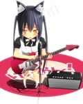  amplifier animal_ears black_hair brown_eyes cat_ears electric_guitar guitar instrument k-on! long_hair maid microphone microphone_stand nakano_azusa perspective solo touboku twintails 