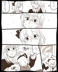  animal_ears bad_id bad_pixiv_id blazer blush brown bunny_ears comic ear_blush hairband hug jacket konpaku_youmu koyama_shigeru long_hair monochrome multiple_girls necktie reisen_udongein_inaba short_hair touhou translated yuri 