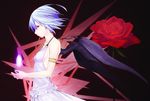  bad_id bad_pixiv_id bat_wings blue_hair flower kanden red_eyes remilia_scarlet rose short_hair solo touhou wings 