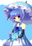  azumarill blue_hair brown_eyes dress gloves hat umbrella 