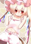  bloomers camisole flandre_scarlet fujisaki_hikari hat midriff navel ponytail red_eyes short_hair side_ponytail solo touhou underwear wings 