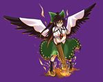  bow brown_hair cape eyes green_bow hair_bow long_hair ooike_teru reiuji_utsuho solo touhou wings 