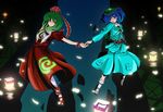  front_ponytail highres kagiyama_hina kawashiro_nitori multiple_girls touhou two_side_up umarutsufuri 