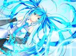  aqua_eyes aqua_hair bad_id bad_pixiv_id detached_sleeves hatsune_miku long_hair necktie skirt solo teito twintails very_long_hair vocaloid 