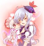  bad_id bad_pixiv_id chibi closed_eyes cuddling fujiwara_no_mokou happy hat kamishirasawa_keine kuroshiro@irariku multiple_girls touhou wince 