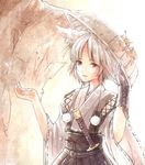  alternate_costume animal_ears bad_id bad_pixiv_id detached_sleeves hat inubashiri_momiji japanese_clothes kourindou_tengu_costume red_eyes rice_hat sandogasa short_hair silver_hair solo sword tail tokin_hat touhou urin weapon white_hair wolf_ears wolf_tail 