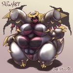  1girl artist_request breasts furry giratina open_mouth pokemon red_eyes solo 
