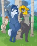  anthro bianca_(sheep_and_wolves) birch black_nose blonde_hair blue_eyes blue_fur blue_hair blush breasts canine caprine child cosplay duo_focus fangs female female_focus flower foreskin fur girly grass grey_fur group hair helsy hi_res lafille male mammal navel neck_tuft nipples nude outside pawpads penis plant pussy red_hair russian sheep sheep_and_wolves shy signature simple_background smile stalking standing tuft white_fur wizart wizarts wolf young 