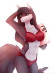  2018 5_fingers anthro bra breasts brown_hair brown_nose canine clothed clothing digital_media_(artwork) dog female hair kristiana_puff mammal midriff navel purple_eyes simple_background smile underwear white_background 