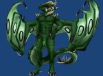  abs anthro claws digitigrade dragon drakos_darkfire flaccid green_body horn kaprikaaz male nude penis scalie solo spikes standing wings 
