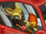  2016 4_fingers animal_genitalia animal_penis balls brown_eyes brown_fur canine canine_penis car cellphone disney erection eyewear fennec finnick fox fur glasses male mammal masturbation open_mouth penis phone public solo vehicle xnirox zootopia 