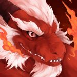  anthro dragon eastern_dragon hair horn kemono male mature_male moziqiao old red_body red_eyes scalie sharp_teeth solo teeth white_hair 