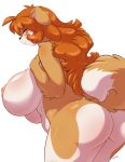  2018 alpha_channel anthro big_breasts black_nose breasts butt canine chalo digital_media_(artwork) dog female fur green_eyes hair huge_breasts kibbles long_hair mammal multicolored_fur orange_hair simple_background solo transparent_background two_tone_fur uberquest 