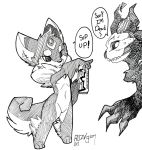  ambiguous_gender anthro beverage canine comic dog duo ghost mammal monochrome rudragon simple_background skull speech_bubble spirit 