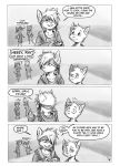  &lt;3 5_fingers anthro bandanna cat clothing comic crying disappointed dress english_text feline female hair hair_over_eye hoodie humor inner_ear_fluff male mammal monochrome oomizuao open_mouth ray_(oomizuao) simple_background stated_homosexuality tears text 